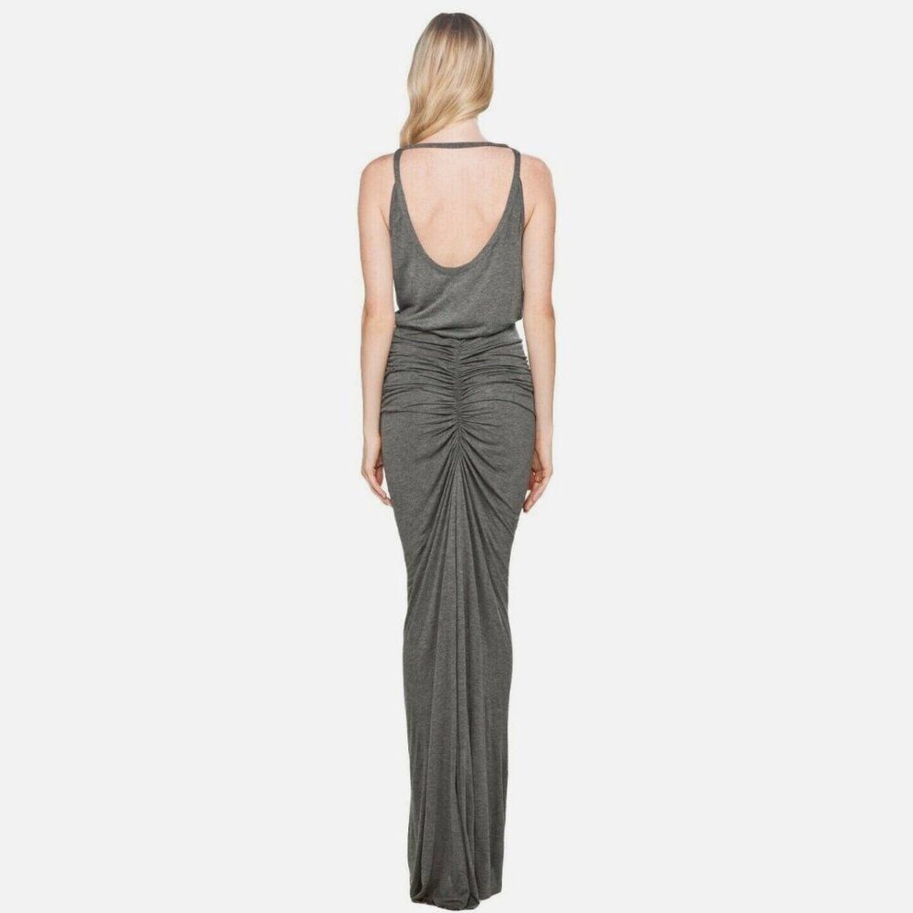 NWT ALC XS Covan Dress Grey Goddess Maxi Long Ruched Sexy Party Luxury Formal